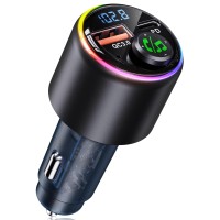 Zewwen FM Transmitter for Car Bluetooth 5.3, Type-C PD 30W & QC3.0 18W USB Car Charger, Cigarette Lighter Bluetooth Car Adapter Wireless Radio, Hands-Free Call, Hi-Fi MP3 Player, 7 Colors LED Backlit
